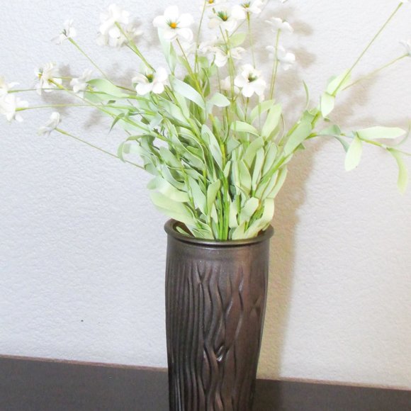 NWT Large Glass Vase with Dark Bronze Finish - Picture 4 of 4